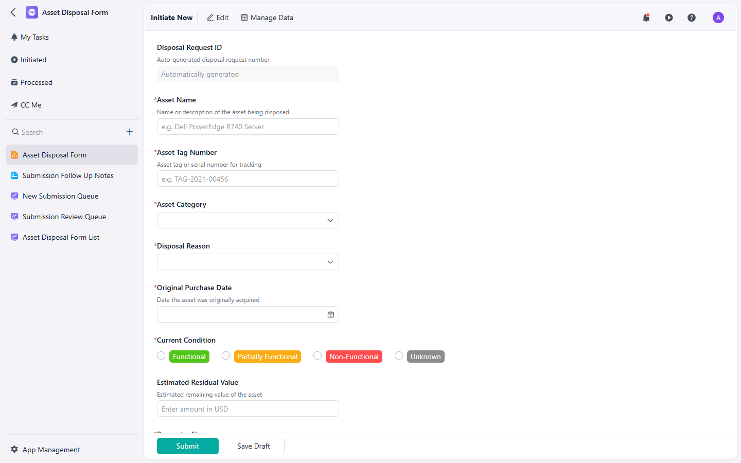 Asset Disposal Form Template | Online Intake & Tracking