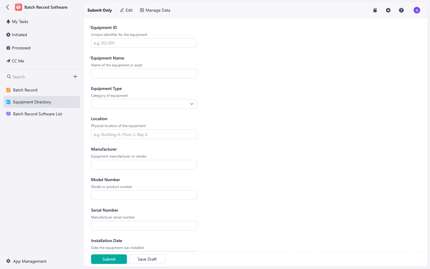 Record Store Inventory Software Batch Record Software Workflow Template | Forms, Status & Dashboards