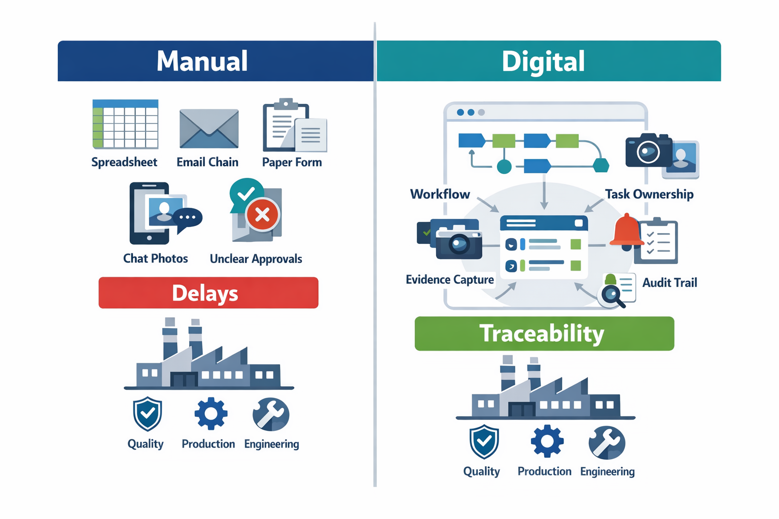 Manual vs digital 8D problem solving software comparison for manufacturing corrective action