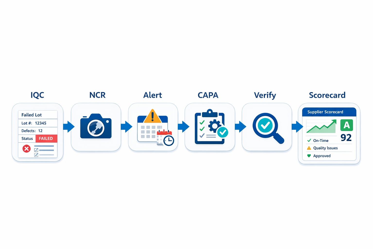 Automated workflow from IQC inspection to supplier scorecard in Jodoo