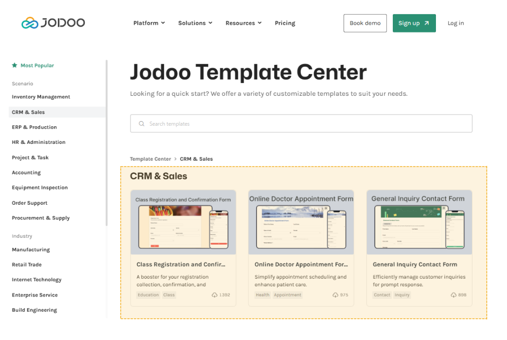 Jodoo Templates for CRM